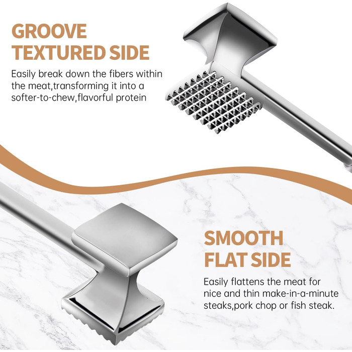 Кухонний молоток для м'яса Yopinmall з нержавіючої сталі, двосторонній, антипригарний, для шніцелів, котлет, стейків