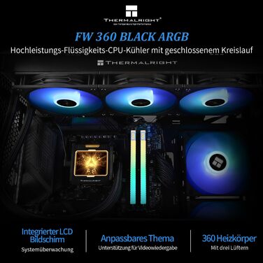 Thermalright Frozen Warframe 360 - рідинна система водяного охолодження CPU з ARGB, 360 AIO, LCD-дисплей 320x240, для AMD/Intel LGA1700/AM4/AM5