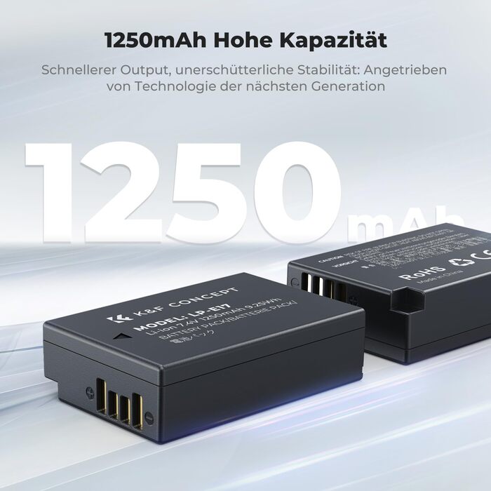 Зарядний пристрій для акумулятора камери LP-E17 1250mAh K&F Concept для Canon EOS RP, Rebel T8i, T7i, T6i, T6s, SL2, SL3, EOS M3, M5, M6 Mark II, 77D, 200D, 750D, 760D, 800D
