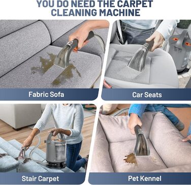 Портативний мийкий пилосос 400W з 2-танком для чищення диванів, килимів, авто та постільної білизни