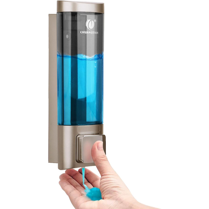 Дозатор для мила настінний без свердління REAQUE, 200 мл, для душу, шампуню, дезінфікуючого засобу, мила, золотий