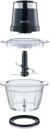 Multi-Zerkleinerer GRAEF CH502: Чорний подрібнювач з нержавіючої сталі, керування однією рукою, для фруктів та овочів