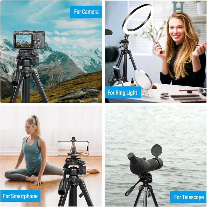 Штатив для камери SIRUI 154 см, алюмінієвий трипод з кріпленням для телефону, максимальне навантаження 5 кг