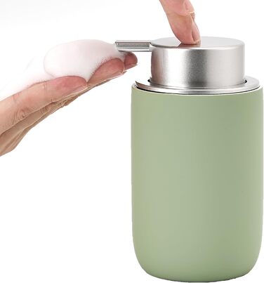 Дозатор для мила та миючого засобу GIRLUFO 350мл з великою помпою – багаторазовий дозатор піни для ванної кімнати та кухні (легко натискається) (покриття з гумового лаку зеленого кольору)