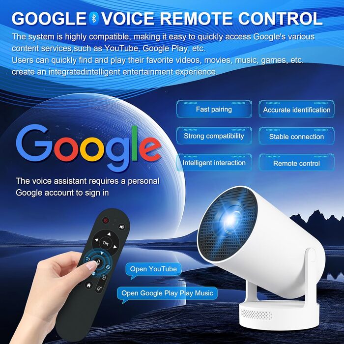 Портативний проєктор 4K з Wi-Fi 6/BT5.0, 170 ANSI люмен, Android 11 (HY300Plus)