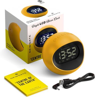 NEWGATE® Digital Centre of the Earth Alarm Clock (Yellow with Black LCD Display) Yellow