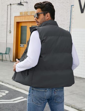 Чоловічий пуховий жилет Flygo - теплий, легкий, без рукавів, темно-сірий, XS