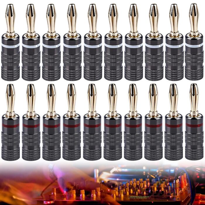 Бананові конектори Vegena (20 шт.) з 24K покриттям, 4 мм, для акустичних кабелів, підсилювачів, AV-ресиверів, домашнього кінотеатру
