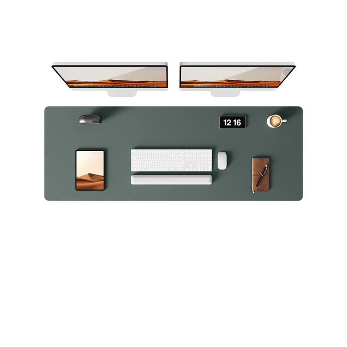 Офісний килимок для миші YSAGi Premium, шкіряний, 120x43 см, темно-зелений - великий килимок для столу для офісу та дому