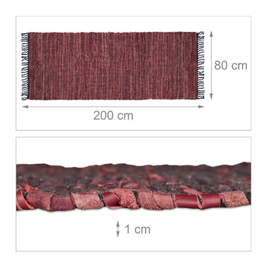 Relaxdays Leather and Cotton Patchwork Rug
