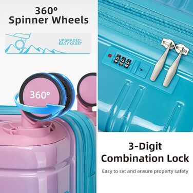 Набір валіз LARVENDER 5-ти частинний, з жорсткого корпусу, розширюваний, з кодовим замком, (Cotton Candy)