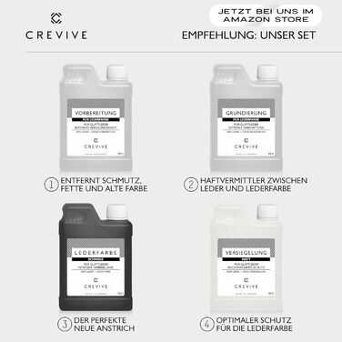 CREVIVE Leather Dye 500 ml – Color selectable – for genuine leather and faux leather for dyeing and recoloring leather – Black