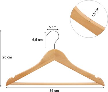 SONGMICS Children's Clothes Hangers, 20 Pack, Wood, Natural, 35 cm, 18
