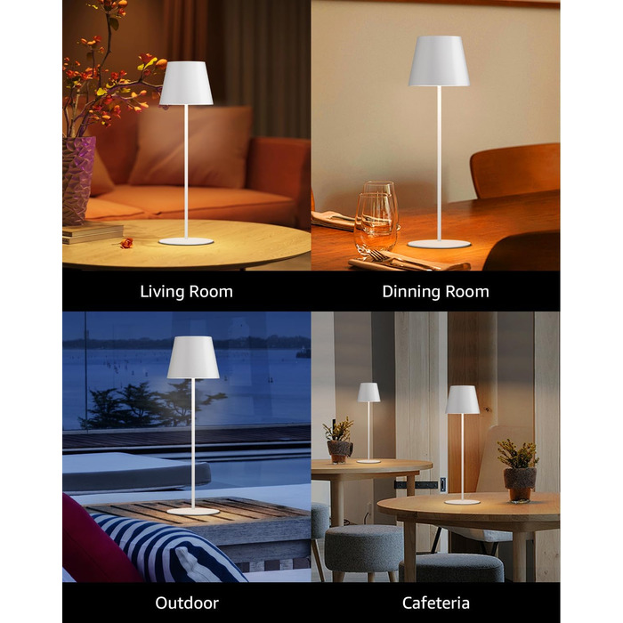 LED настільна лампа FUYO з USB-C зарядкою, акумуляторна, для дому та на вулиці, сенсорне керування, регулювання яскравості, 2700K-6000K, 3 кольори, для вітальні, спальні, балкону, саду, тераси (сіра), 2 шт.