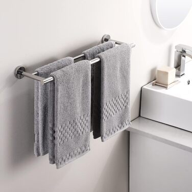 Тримач для рушників KES, подвійний, з нержавіючої сталі SUS304, 60 см, полірований, A2001S60