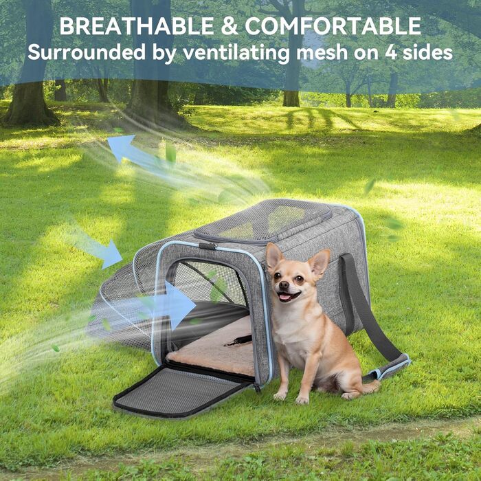 Транспортний бокс для котів та собак Petsfit - складаний, сірий, M