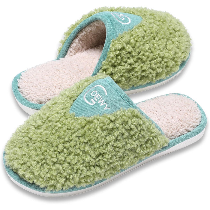 Тапочки зимові жіночі та чоловічі, плюшеві, теплі, м'які, зручні, з пам'яттю форми, антиковзаючі, зелені (37.5/38.5 EU)