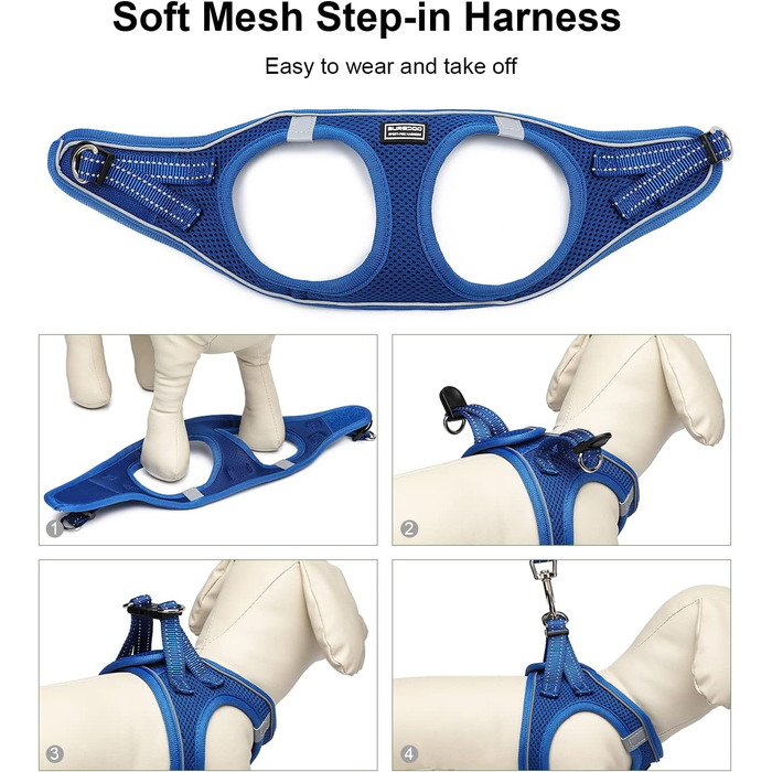 Шлейка для собак з повідком Anti-Pull, світловідбиваюча, для маленьких собак, кошенят, тварин (Lapis Blau, S)