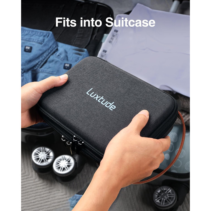 Органайзер для кабелів Luxtude: зручна кейс для зарядних пристроїв, кабелів, Power Bank та жорстких дисків (чорний, двошаровий)