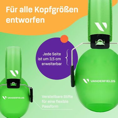 Навушники захисні Vanderfields Premium для дітей 3-12 років, шумозаглушення 34.4 dB, зелені