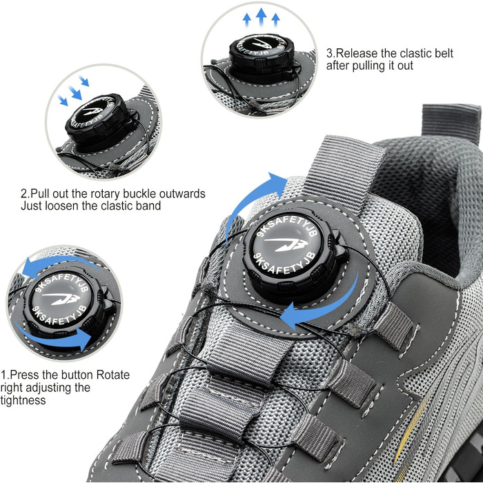 Робочі черевики з металевим носком для чоловіків та жінок, сірі, розмір 43 EU, дихаючі, з поворотним затвором, захисне взуття