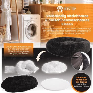 Dog Bed for Medium-Sized Dogs [with Washable Cover] - Dog Basket, Cat Bed, Dog Sleeping Place & Furniture - Long Dog Basket, Dog Bed, 80 cm Diameter (L 80 x W 80 x H 21 cm, Black)