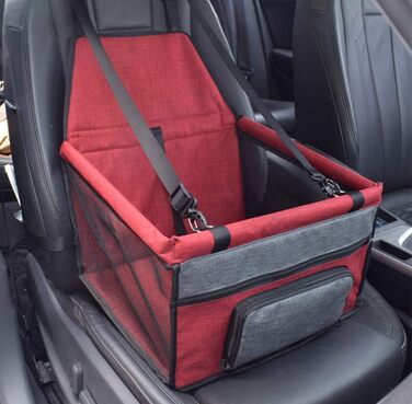 Автокрісло для собак та котів Haustier: дихаючий, водонепроникний чохол з лінійкою безпеки, для маленьких цуценят, авто-захист, переноска (червоний)