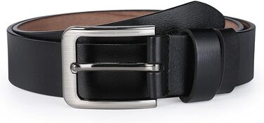 Чоловічий шкіряний ремінь VRLEGEND 110-175 см: повноера шкіра, ширина 38 мм, чорний, для джинсів, бізнес, ретро стилі