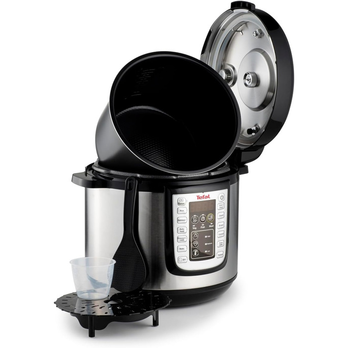 Tefal CY505E Fast & Delicious Multicooker | Electric Pressure Cooker | 6 L Capacity | 25 Automatic Programs | Up to 80% Faster Cooking | Energy-Saving | Recipe Book | 1200 W | Stainless Steel