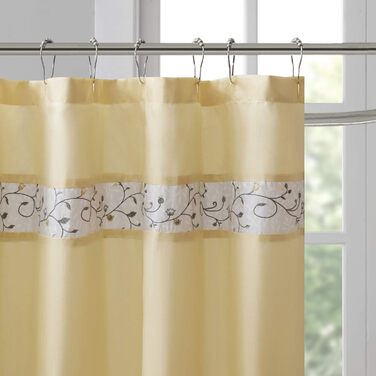 Шторка для душу Madison Park Serene Flora з вишивкою, 72x72 см, жовта