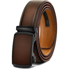 Чоловічий шкіряний ремінь KEMISANT з автоматичною пряжкою, 35 мм, без отворів, регульований розмір 115 см, темно-коричневий