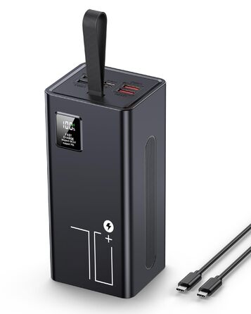 Power Bank 70000mAh 30W PD USB-C: Зовнішній акумулятор для iPhone, Samsung, планшетів - Чорний
