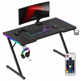 Ігровий стіл Huzaro Hero 2.5 з RGB LED підсвіткою, 120 x 75 x 60 см, чорний