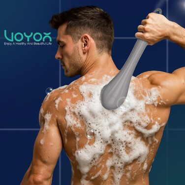 Електрична щітка для спини VOYOR BC300 (сіра): для скрабу та масажу тіла, водонепроникна, USB-зарядка