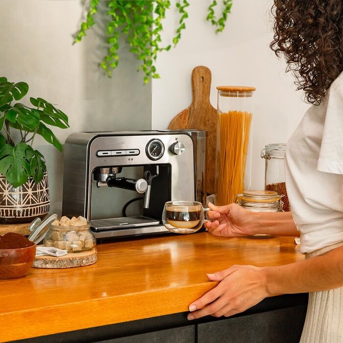 Кавоварка Cecotec Power Espresso 20 Square Pro, 1450 Вт, 20 бар, з ThermoBlock, парогенератором, знімним баком 1 л, підігрівом чашок, для еспресо