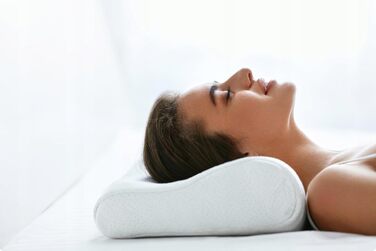 MARPUR Sleep Pillow Neck Support Pillow Orthopedic FALA, Filling: H3 Foam, in White, Head Pillow Inc. Cover, Washable, Allergy-Friendly - Anti-Snore, Size: 50x35x12/7 cm