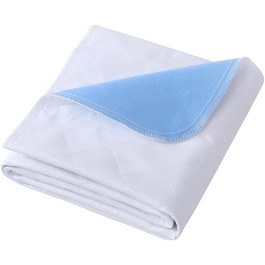 Aimtton 2-Pack Washable Incontinence Pad 86 x 132 cm Absorbent Nonwoven Mattress Cover Waterproof and Washable, Blue-White