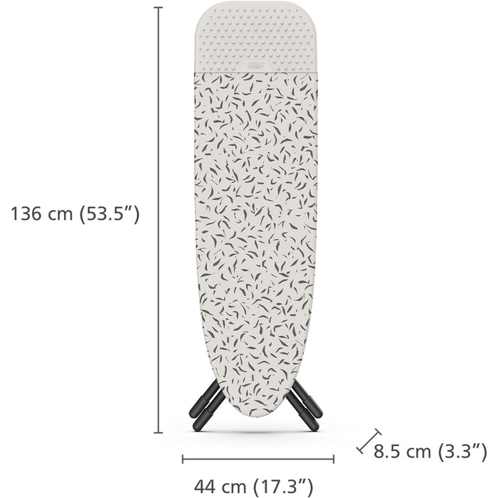 Гладильна дошка Joseph Joseph Glide 135 x 45 см з регулюванням висоти та стійкою до нагрівання платформою для прасування, зручне зберігання, 4-шаровий бавовняний чохол (Plus, Ecru, 130 см)