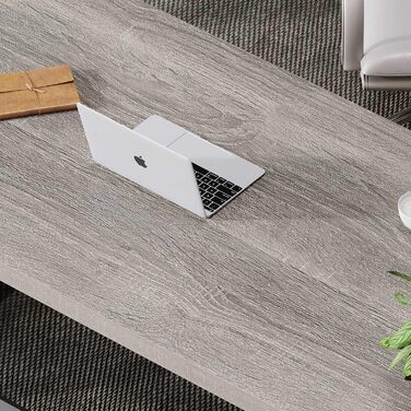 Long Computer Desk - Industrial Design Study Table for Home Office - Wood Top - 140 x 60 x 75.5 cm