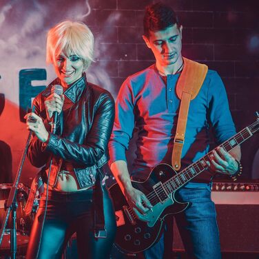 Гітарний ремінь Nefelibata з повномісної шкіри, 2' з кишенею для медіатора, для бас-, електро- та акустичної гітари, з медіаторами, кнопками та замками (Star Black) (Vintage Latte Brown)