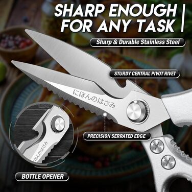 Набір кухонних ножиць DRAGON RIOT Stabile: 2 шт. з японської сталі, для м'яса та птиці, чорний колір, з нержавіючої сталі