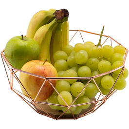 Металева фруктова ваза Chefarone - декоративний вінтажний кошик для фруктів (26x26x12 см, коричневий)