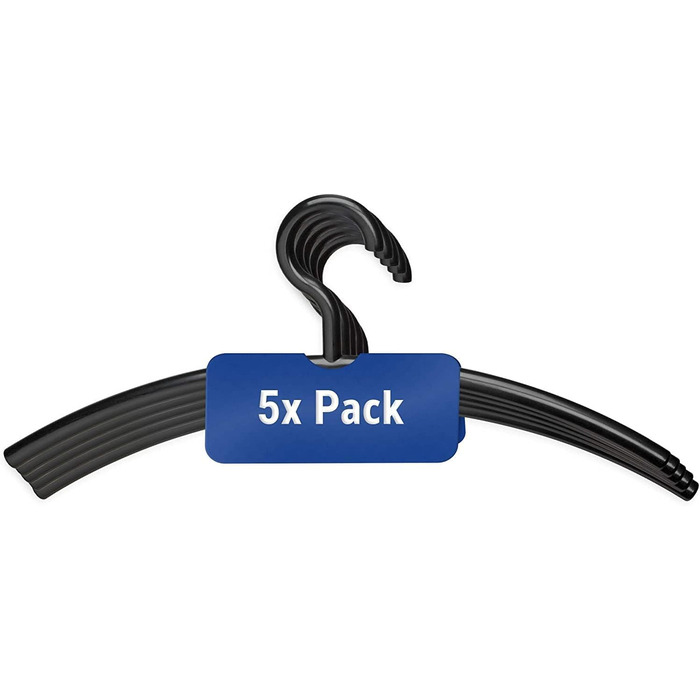 MAUL Plastic Clothes Hangers | Modern plastic hangers with an elegant design | Sturdy and robust hangers for jackets, shirts, and trousers | Black | 5-piece set
