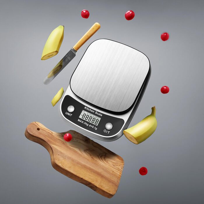 Кухонні ваги GRAM PRES: цифрові, з нержавіючої сталі, до 3 кг, 1 г, LCD-дисплей, для приготування їжі та дієт