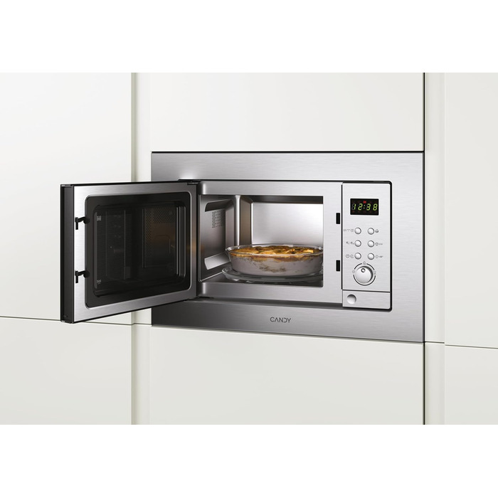 Вбудована мікрохвильова піч Candy MIC 20 EX з грилем, 20 л, 800 Вт, металевий корпус з нержавіючої сталі