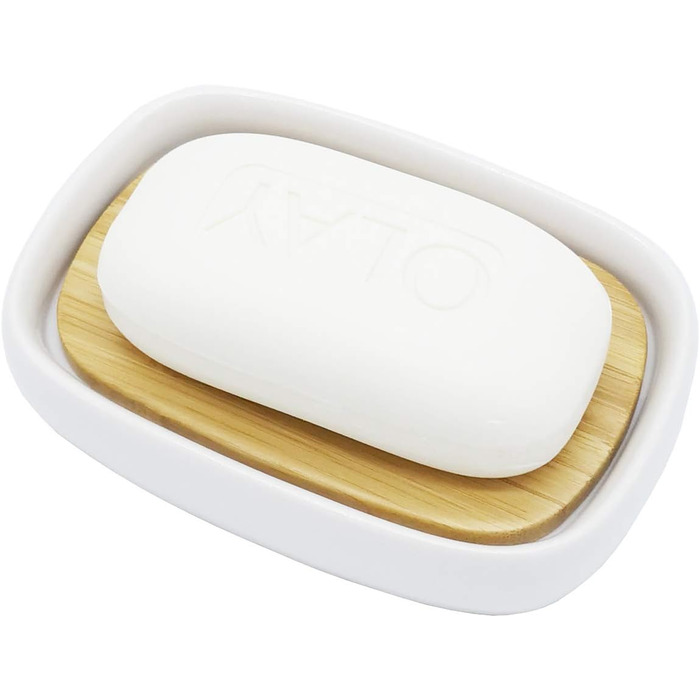 Підставка для мила Lofekea з кераміки та бамбуку, двошарова, для ванної та душу