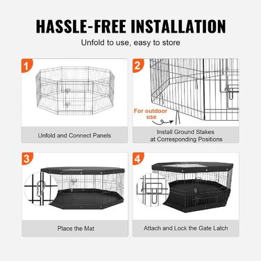 VEVOR 8-Panel Foldable Dog Playpen - 61cm High, Waterproof Oxford Fabric with Mat & Cover