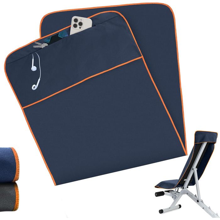 Рушник для фітнесу з кишенею, мікрофібра, 120x50 см, спортивний рушник для тренажерного залу, подорожей, спорту (Темно-синій)