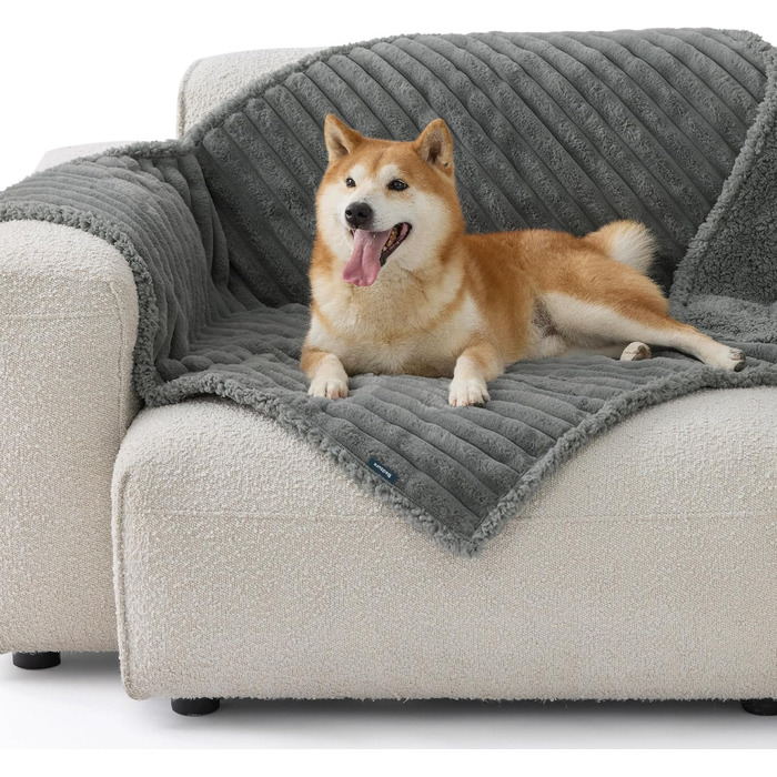 Водонепроникний плед для собак BEDSURE 102x127 см - м'який, теплий, для великих собак, сірий