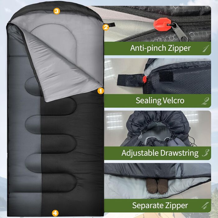 Сплячий мішок Outdoor для дорослих, машинного прання, зимовий, водонепроникний, 3-4 сезони з компресійним мішком. Підходить для кемпінгу, походів та подорожей. Температурний режим: 0°C (комфортний 5°C). Розмір: 220x85 см. Колір: Рожевий (також доступний Ч